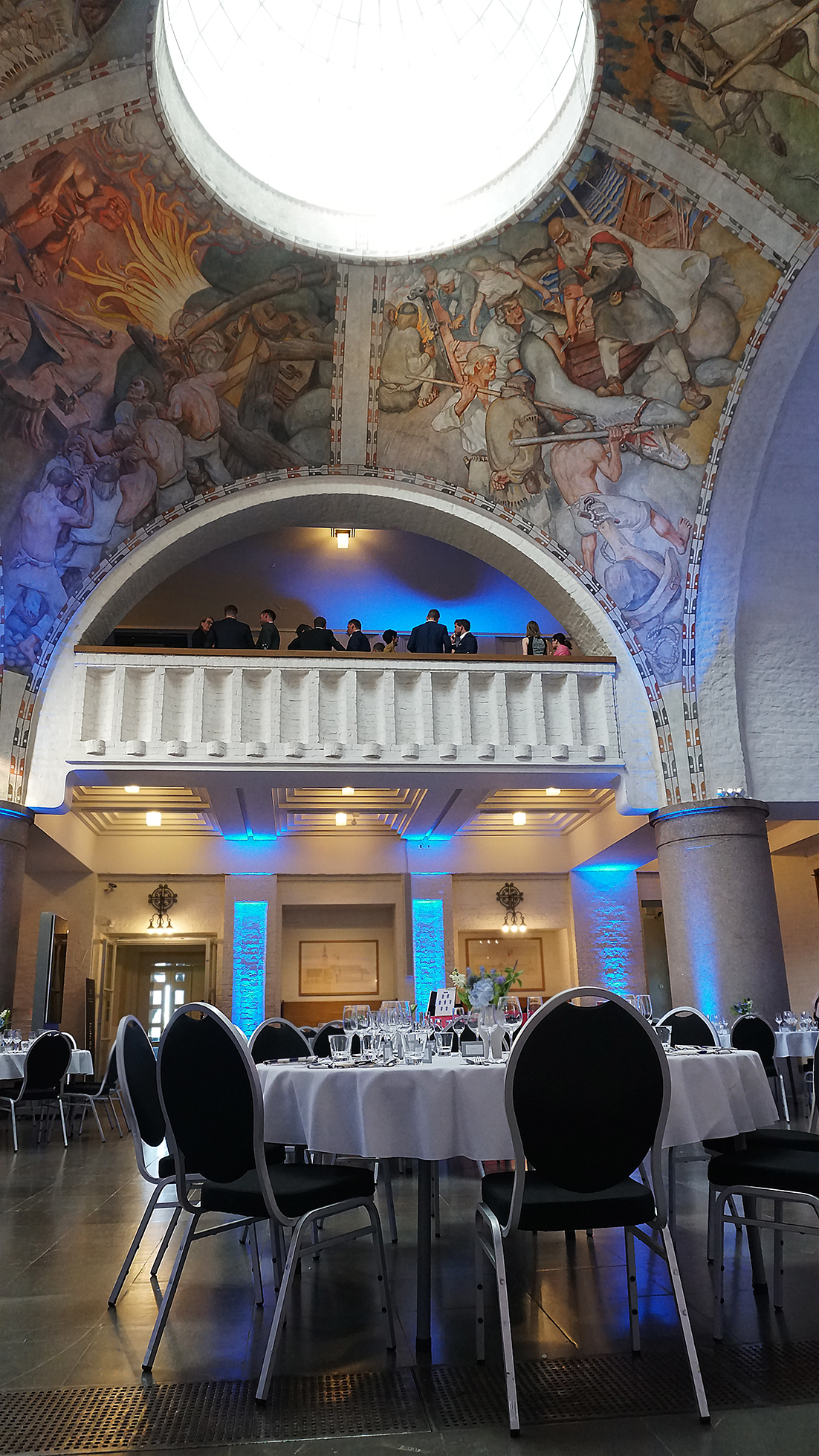 Private dinner set beneath the frescoed dome of the National Museum's central hall